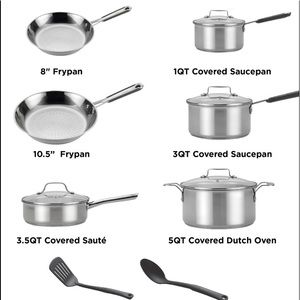 TFal Expert Pro 12 piece set.  Stainless steel.  Unopened box.  Brand new.